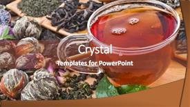  Presentation with tea collection - Presentation theme having tea glass cup and collection background and a tawny brown colored foreground