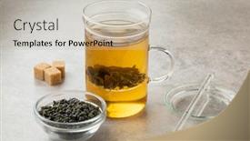  Presentation with green tea - Presentation theme with tea-glass-cup-with-green background and a soft green colored foreground
