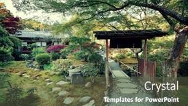  Presentation with tea japan - Beautiful slides featuring tea-house-in-kyoto backdrop and a tawny brown colored foreground