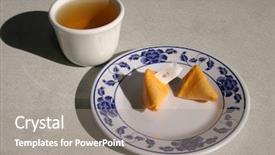  Presentation with fortune cookie - Beautiful theme featuring tea in a chineese resturant backdrop and a coral colored foreground