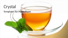  Presentation with tea cup - Cool new slide set with tea in cup with leaf backdrop and a white colored foreground