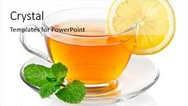  Presentation with tea cup - Audience pleasing presentation consisting of tea in cup with leaf backdrop and a white colored foreground