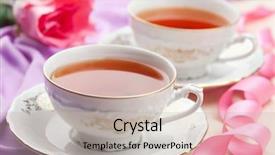  Presentation with porcelain - PPT layouts having tea in elegant cups background and a soft green colored foreground
