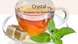  Presentation with water cup - Theme having tea in glass cup background and a lemonade colored foreground