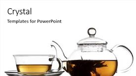  Presentation with tea pouring into glass transparent - Slides enhanced with tea in glass pot isolated background and a white colored foreground