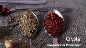  Presentation with tea - Audience pleasing presentation consisting of tea in metal spoons closeup backdrop and a  colored foreground