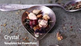  Presentation with tea estates in munnar kerala - Theme consisting of tea in metal spoons closeup background and a  colored foreground