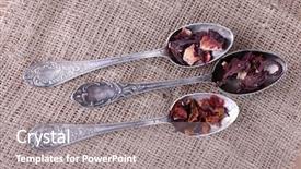  Presentation with qad quality knit fabric - Audience pleasing presentation theme consisting of tea in spoons on sackcloth backdrop and a  colored foreground