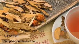  Presentation with traditional chinese medicine - Colorful slide deck enhanced with tea in traditional chinese medicine backdrop and a gold colored foreground