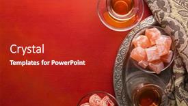  Presentation with turkish - Slide set having tea-in-traditional-glass-cups background and a crimson colored foreground