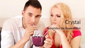  Presentation with one shareholder - Audience pleasing slide deck consisting of tea industry - cute couple drinking from one backdrop and a coral colored foreground