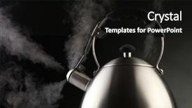  Presentation with tea - Theme enhanced with tea kettle over dark background background and a black colored foreground