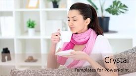  Presentation with white and black woman climbing ladders - Colorful presentation theme enhanced with tea lady - smiling woman holding white cup backdrop and a  colored foreground
