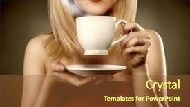  Presentation with sexy santa woman red - Slides enhanced with tea lady - woman in red holding cup background and a tawny brown colored foreground