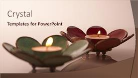  Presentation with tea - PPT theme having tea light on the floral design holder background and a lemonade colored foreground