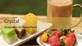  Presentation with breakfast - Presentation with tea milk - breakfast in the park background and a yellow colored foreground