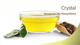  Presentation with tea pouring into glass transparent - Amazing presentation design having tea oil in glass bowl backdrop and a  colored foreground
