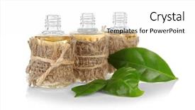  Presentation with essential oil bottles and rosemary - Presentation having tea oil in small glass background and a white colored foreground