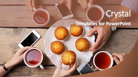  Presentation with smart - Beautiful presentation design featuring tea on wooden table backdrop and a red colored foreground