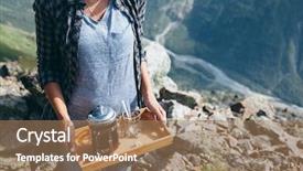  Presentation with high tea - Audience pleasing slide deck consisting of tea on wooden tray backdrop and a coral colored foreground