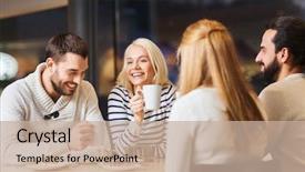  Presentation with tea coffee - Cool new PPT layouts with tea or coffee at cafe backdrop and a mint green colored foreground