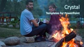  Presentation with campfire - Colorful slide deck enhanced with tea or coffee warming themselves backdrop and a  colored foreground