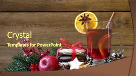  Presentation with mulled wine - Audience pleasing PPT layouts consisting of tea party invitation - christmas mulled wine with oranges backdrop and a tawny brown colored foreground