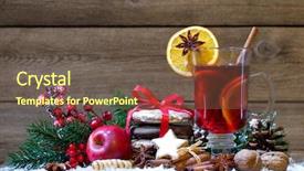  Presentation with mulled wine - PPT layouts consisting of tea party invitation - christmas mulled wine with oranges background and a tawny brown colored foreground