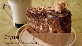  Presentation with invitation party - Colorful slide set enhanced with tea party invitation - slice of chocolate cake backdrop and a coral colored foreground