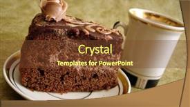  Presentation with cup cake - Cool new PPT theme with tea party invitation - slice of chocolate cake backdrop and a tawny brown colored foreground