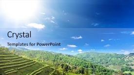  Presentation with tea plantation - Slide set consisting of tea plantation cultivation in northern background and a light blue colored foreground