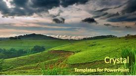  Presentation with tea plantation - Slide deck consisting of plantation in uganda rainy season background and a tawny brown colored foreground