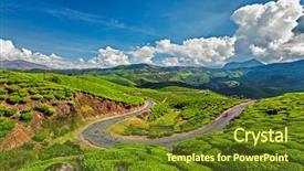  Presentation with green tea - Slide set with tea plantations munnar kerala state background and a tawny brown colored foreground
