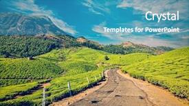  Presentation with green travel - Presentation theme featuring tea plantations munnar kerala state background and a teal colored foreground