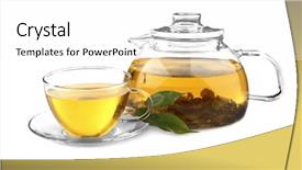  Presentation with cup of lemon tea - Colorful PPT theme enhanced with tea pot with cup isolated backdrop and a white colored foreground