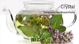  Presentation with fragrant - Theme featuring tea pot with fragrant herbs background and a white colored foreground