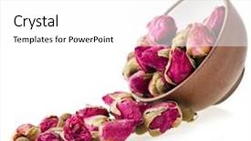  Presentation with tea cup - Slide set consisting of tea rose flowers on clay background and a white colored foreground