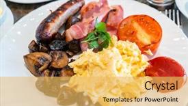  Presentation with tea coffee - Colorful PPT layouts enhanced with tea sausages - full english breakfast on table backdrop and a yellow colored foreground