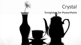  Presentation with floral border over white - Audience pleasing PPT theme consisting of tea service - crockery over white background backdrop and a  colored foreground