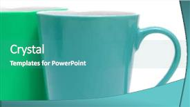  Presentation with blank whiteboard isolated on white - Slide deck consisting of tea service - pair of mugs isolated background and a  colored foreground