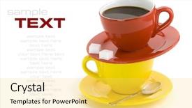  Presentation with sugar - PPT layouts enhanced with tea service - red and yellow cups coffee background and a yellow colored foreground