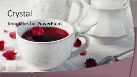  Presentation with tea - PPT layouts having tea set and rose tea background and a light gray colored foreground