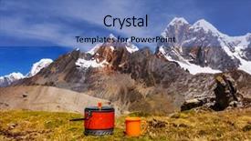  Presentation with high tea - Beautiful slide deck featuring tea set in high mountains backdrop and a teal colored foreground