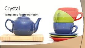  Presentation with tea - Audience pleasing PPT theme consisting of tea set isolated on white backdrop and a cream colored foreground
