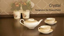  Presentation with afternoon tea - Cool new theme with tea set on the kitchen backdrop and a coral colored foreground