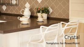  Presentation with afternoon tea - PPT layouts enhanced with tea set on the kitchen background and a lemonade colored foreground