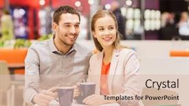  Presentation with people mall - Colorful PPT theme enhanced with tea shop - sale shopping consumerism leisure backdrop and a lemonade colored foreground