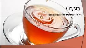  Presentation with tea cup - Audience pleasing presentation theme consisting of tea splash in glass cup backdrop and a sky blue colored foreground
