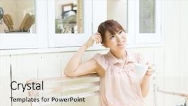  Presentation with sensuality woman black angel relaxing - Slide set with tea time break - beautiful asian woman relaxing background and a  colored foreground