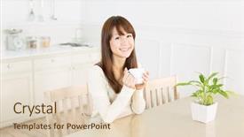  Presentation with kitchen - Cool new presentation with tea time break - beautiful asian woman backdrop and a  colored foreground